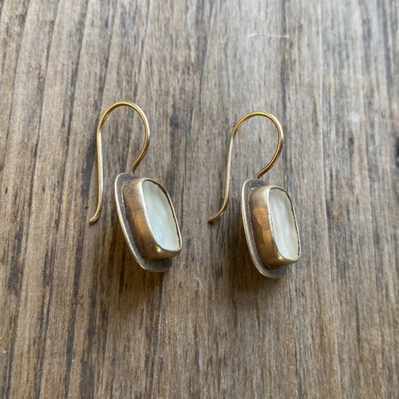 Vintage Amy Faust Sea Glass & Sterling Silver Wire Earrings - Picture 5 of 12